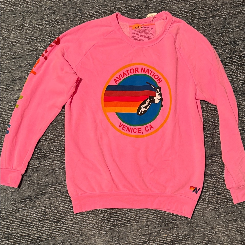 Aviator Nation Crewneck neon pink